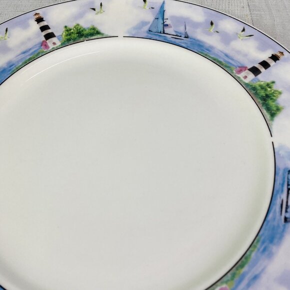 Thomson Pottery LIGHTHOUSE Birds Boats Coastal Stoneware Dinner Plates Set of 4 - Picture 16 of 16